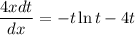 \dfrac{4xdt}{dx} =-t\ln t-4t