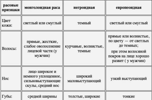Какие внешние расовые признаки ты можешь назвать?