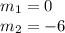 m_{1}=0\\m_{2}=-6