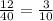 \frac{12}{40} = \frac{ 3}{10}