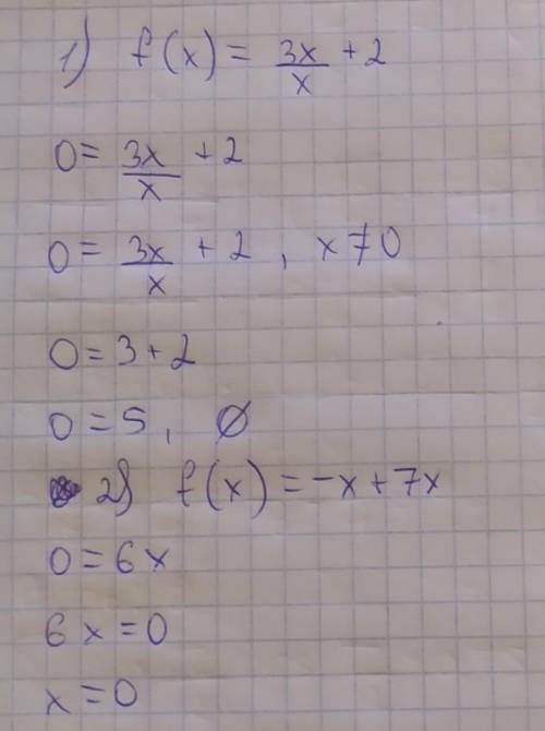 1) f(x)=3x/x+22)f(x)=-x+7x