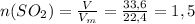 n(SO_2)=\frac{V}{V_m}=\frac{33,6}{22,4}=1,5