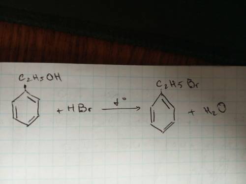 Что выходить при взаимодествии фенил этанола с HBr при температуре