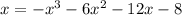 x = - {x}^{3} - 6 {x}^{2} - 12x - 8