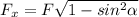 F_{x} = F \sqrt{1 - sin^{2}\alpha }