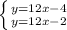 \left \{ {{y=12x-4} \atop {y=12x-2}} \right.