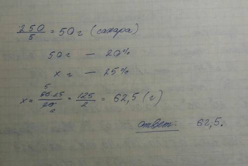 Сколько граммов воды нужно испарить из 20%-го сахарного раствора в 250 г, чтобыполучить 25%-ный раст