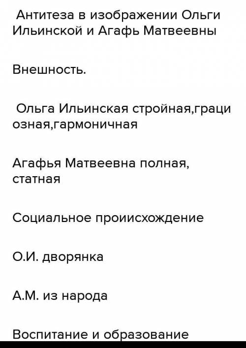 Проанализировать роли деталей создания образов Ольги Ильинской и Агафьи Матвеевны. (Обломов)