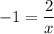 \displaystyle - 1 = \frac{2}{x}