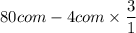 \displaystyle 80 com - 4 com \times \frac{3}{1}