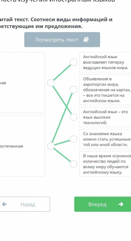 дайте из онлайн мектеп зелёный ответ Прочитай текст. Соотнеси виды информаций и соответствующие им п