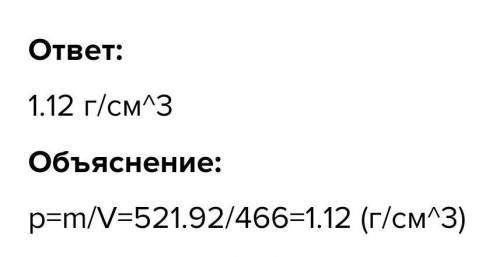 Сосуд объёмом 466 см3 наполнен 414,74 г жидкости. ​