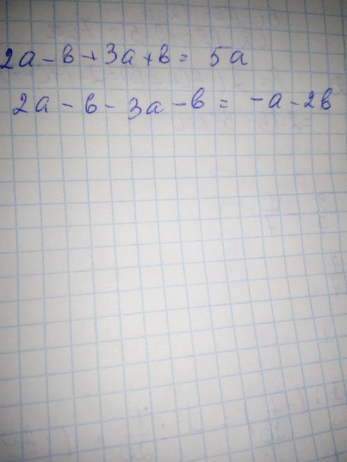 Знайдіть суму і різницю двочленів : 2a-b і 3а+b​