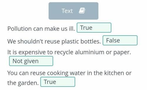 Read the text and mark the statements True or False. Text Pollution can make us ill. We shouldn't re