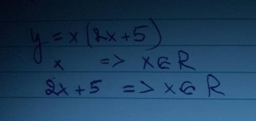 Запишите область определения y=x(2x+5)​