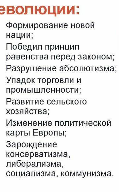 Итог французской революции в 18 веке 7 класс