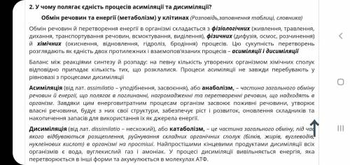 Поясніть єдність процесів синтезу та розщеплення речовин в організмі❤️