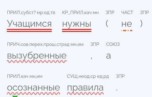 СИНТАКСИЧЕСКИЙ РАЗБОР ПРЕДЛОЖЕНИЯ: Учащимся нужны (не)вызубренные, а осознанные правила.