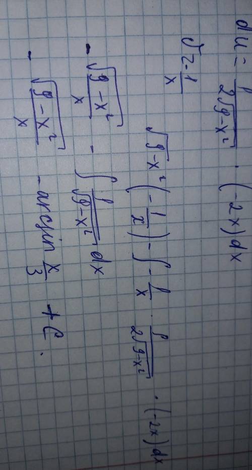 Интеграл (корень из 9-x^2)/(x^4) по dx​