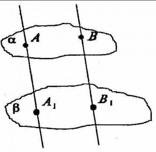 Даны две параллельные плоскости α и β. Прямая АВ параллельна прямой CD. Точки А и В лежат в плоскост