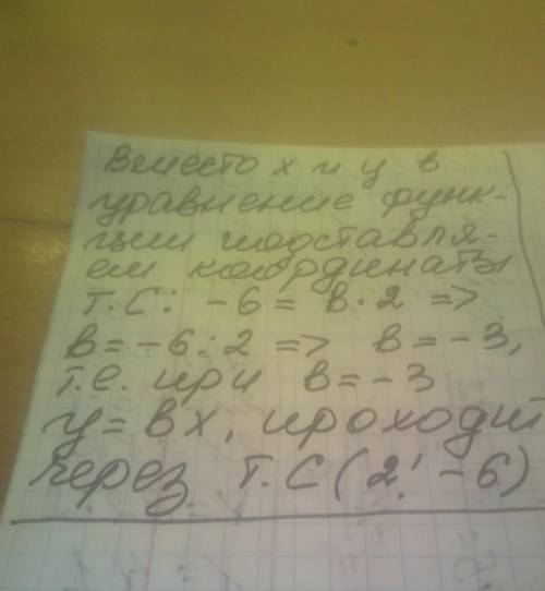 Найди, при каком значении график функции y = bx проходит через точку C(2;-6).​