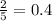 \frac{2}{5 } = 0.4