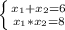 \left \{ {{x_1+x_2=6} \atop {x_1*x_2=8}} \right.