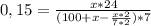 0,15=\frac{x*24}{(100+x-\frac{x*2}{7*2} )*7}