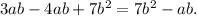 3ab-4ab+7b^2=7b^2-ab.