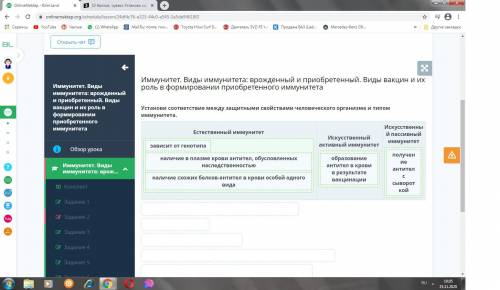 чуваки Установи соответствие между защитными свойствами человеческого организма и типом иммунитета.