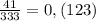 \frac{41}{333} =0,(123)