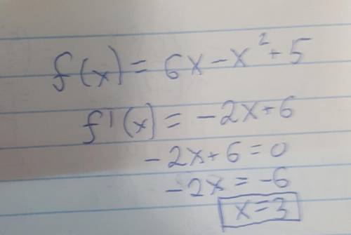 Найти критические точки функции f(x) =6x-x^2+5