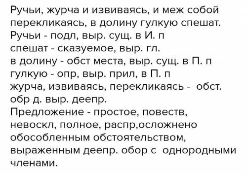 Русский 5 класс.. Ручьи , журчат и извеваясь и меж собой перекликаясь , в долину голкую спешат .( сд