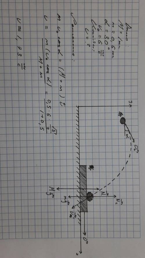 Доска массой 1 кг покоится на гладкой горизонтальной поверхности стола. Комок сырой глины массой 0,5