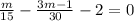 \frac{m}{15} - \frac{3m-1}{30} - 2 = 0