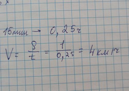 Турист, двигаясь равномерно км за 15 мин. С какой скоростью двигался турист?