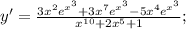 y'=\frac{3x^{2}e^{x^{3}}+3x^{7}e^{x^{3}}-5x^{4}e^{x^{3}}}{x^{10}+2x^{5}+1};