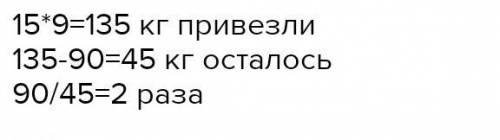В ларёк привезли 15 ящиков винограда, по 9 кг в каждом ящике. До обеденного перерыва продали 90 кг.