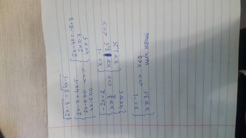 решить иррациональное уравнение! Всё под корнем √2x-7 = √4x-5