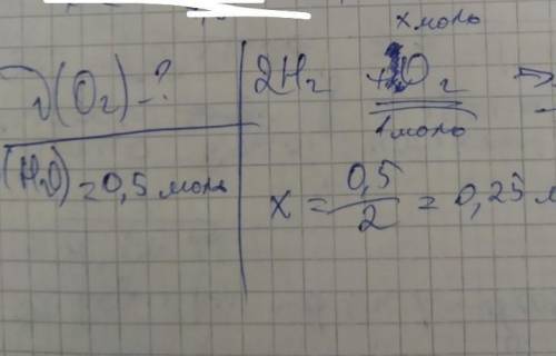 Какое количество вещества кислорода потребуется для горения водорода (H2), чтобы образовалось 0,5 мо