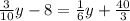 \frac{3}{10}y-8=\frac{1}{6}y+\frac{40}{3}