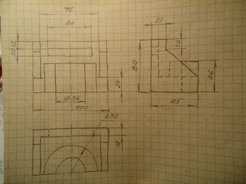 ЧЕРЧЕНИЕ Вид сверху, вид спереди и вид слева