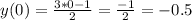 y(0)=\frac{3*0-1}{2} =\frac{-1}{2} =-0.5