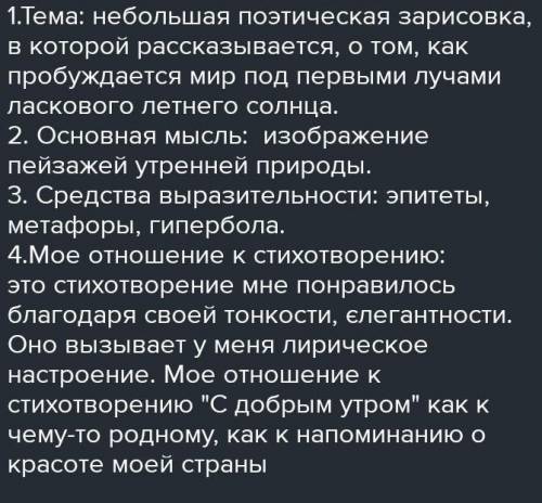 Составьте тезисный план к стихотворению Сергея Есенина С добрым утром!​