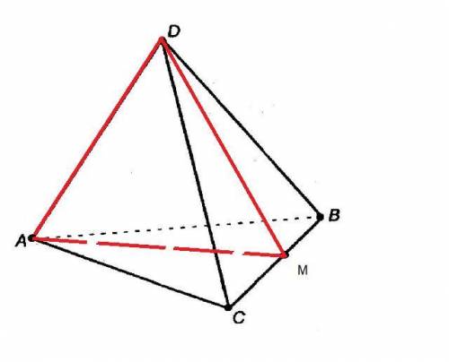Дан тетраэдр ABCD. Постройте сечение тетраэдра плоскостью, проходящей через сторону AD и точку M - с
