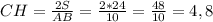 CH=\frac{2S}{AB} =\frac{2*24}{10} =\frac{48}{10} =4,8