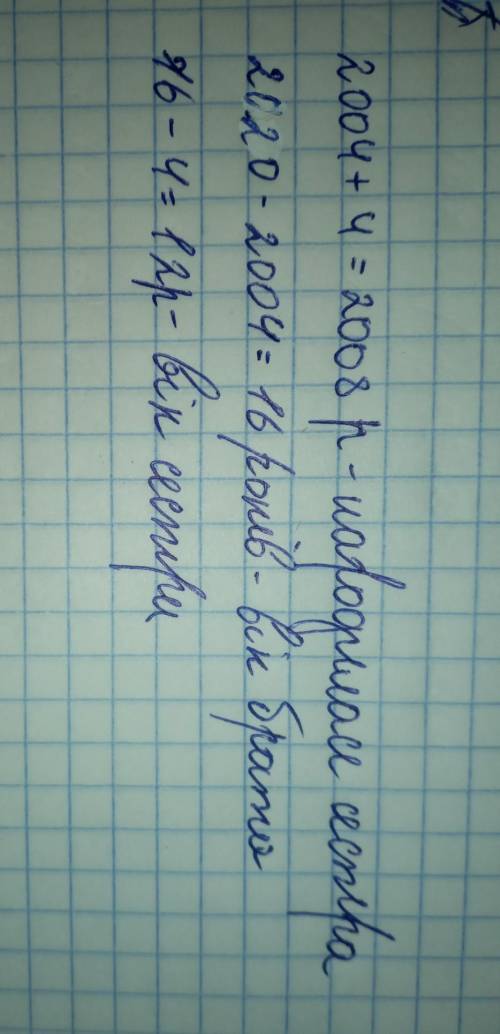 Брат на 4 роки старший за сестру. Він народився у 2004 році. У якому році народилася сестра? Скільки