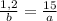 \frac {1,2}{b } = \frac{15}{a}