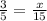 \frac{3}{5} = \frac{x}{15}