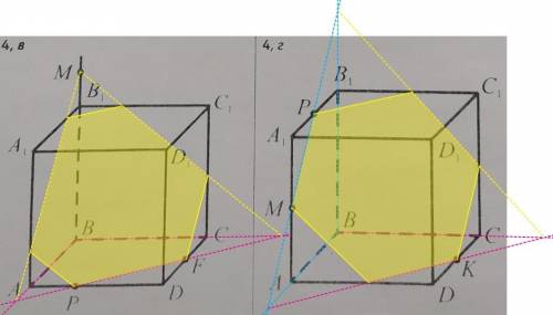 На рисунке изображена куб ABCDA1B1C1D1. Постройте сечение куба плоскостью , приходящее через : г) то